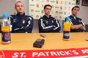 29 July 2008;  St. Patrick's Athletic players left to right, Barry Ryan, Damien Lynch and Jamie Harris speak to the media during the press conference. St. Patrick's Athletic press conference, Richmond Park, Dublin. Picture credit: David Maher / SPORTSFILE
