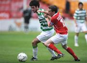 30 July 2008; Rocco Quinn, Glasgow Celtic XI, in action against Gary McCabe, Shelbourne. Shelbourne v Glasgow Celtic XI - Friendly, Tolka Park, Dublin. Picture credit: David Maher / SPORTSFILE