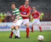 30 July 2008; Simon Ferry, Glasgow Celtic XI, in action against Alan Byrne, Shelbourne. Shelbourne v Glasgow Celtic XI - Friendly, Tolka Park, Dublin. Picture credit: David Maher / SPORTSFILE