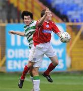 30 July 2008; Richie Towell, Glasgow Celtic XI, in action against Gary McCabe, Shelbourne. Shelbourne v Glasgow Celtic XI - Friendly, Tolka Park, Dublin. Picture credit: David Maher / SPORTSFILE