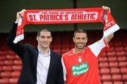 31 July 2008; St. Patrick's Athletic new signing John Murphy with Chief Executive Richard Sadlier. Richmond Park, Dublin. Picture credit: Brian Lawless / SPORTSFILE