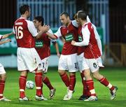 31 July 2008; Mark Quigley, St Patrick's Athletic, third from right, celebrate with team-mates after scoring his side's second goal. UEFA Cup First Qualifying Round, 2nd Leg, St Patrick's Athletic v JFK Olimps, Richmond Park, Dublin. Picture credit: David Maher / SPORTSFILE