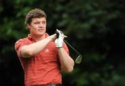 29 July 2008; Brian O'Driscoll watches his tee shot from the 1st tee box during the BT IRUPA Rugby Players Golf Classic. Elm Park Golf Club, Dublin. Picture credit: Brian Lawless / SPORTSFILE