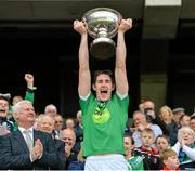 6 June 2015; Fermanagh captain John Paul McGarry lifts the Lory Meagher Cup. Lory Meagher Cup Final, Sligo v Fermanagh. Croke Park, Dublin. Picture credit: Matt Browne / SPORTSFILE