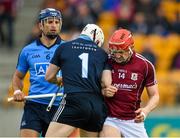 6 June 2015; Joe Canning, Galway, confronts Dublin goalkeeper Alan Nolan after scoring his side's fourth goal. Leinster GAA Hurling Senior Championship Quarter-Final Replay, Dublin v Galway. O'Connor Park, Tullamore, Co. Offaly. Picture credit: Stephen McCarthy / SPORTSFILE
