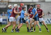 6 June 2015; Players from both sides tussle during the first half. Leinster GAA Hurling Senior Championship Quarter-Final Replay, Dublin v Galway. O'Connor Park, Tullamore, Co. Offaly. Picture credit: Piaras Ó Mídheach / SPORTSFILE