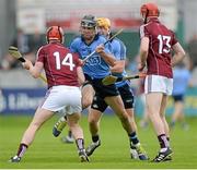 6 June 2015; Dublin's Danny Sutcliffe tangles with Galway's Joe Canning during the first half. Leinster GAA Hurling Senior Championship Quarter-Final Replay, Dublin v Galway. O'Connor Park, Tullamore, Co. Offaly. Picture credit: Piaras Ó Mídheach / SPORTSFILE