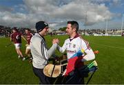 6 June 2015; Galway goalkeeper Colm Callanan is congratulated by substitute Paul Killeen following their victory. Leinster GAA Hurling Senior Championship Quarter-Final Replay, Dublin v Galway. O'Connor Park, Tullamore, Co. Offaly. Picture credit: Stephen McCarthy / SPORTSFILE