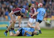 6 June 2015; Cyril Donnellan, Galway, in action against Michael Carton, Dublin. Leinster GAA Hurling Senior Championship Quarter-Final Replay, Dublin v Galway. O'Connor Park, Tullamore, Co. Offaly. Picture credit: Piaras Ó Mídheach / SPORTSFILE