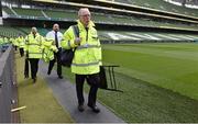 7 June 2015; Security staff arrive ahead of the game game. Three International Friendly, Republic of Ireland v England. Aviva Stadium, Lansdowne Road, Dublin. Picture credit: David Maher / SPORTSFILE