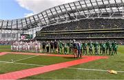 7 June 2015; The Republic of Ireland and England teams before the game. Three International Friendly, Republic of Ireland v England. Aviva Stadium, Lansdowne Road, Dublin. Picture credit: David Maher / SPORTSFILE