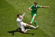7 June 2015; Robbie Brady, Republic of Ireland, in action against Adam Lallana, England. Three International Friendly, Republic of Ireland v England. Aviva Stadium, Lansdowne Road, Dublin. Picture credit: Ramsey Cardy / SPORTSFILE