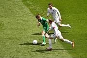 7 June 2015; Seamus Coleman, Republic of Ireland, in action against Wayne Rooney, right, and Adam Lallana, England. Three International Friendly, Republic of Ireland v England. Aviva Stadium, Lansdowne Road, Dublin. Picture credit: Ramsey Cardy / SPORTSFILE