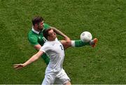 7 June 2015; Daryl Murphy, Republic of Ireland, in action against Phil Jones, England. Three International Friendly, Republic of Ireland v England. Aviva Stadium, Lansdowne Road, Dublin. Picture credit: Ramsey Cardy / SPORTSFILE