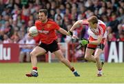 7 June 2015; Mark Poland, Down, in action against Brendan Rogers, Derry. Ulster GAA Football Senior Championship Quarter-Final, Derry v Down. Celtic Park, Derry. Picture credit: Oliver McVeigh / SPORTSFILE