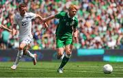 7 June 2015; Paul McShane, Republic of Ireland, in action against Jamie Vardy, England. Three International Friendly, Republic of Ireland v England. Aviva Stadium, Lansdowne Road, Dublin. Picture credit: Seb Daly / SPORTSFILE