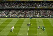 7 June 2015; Both teams stand for a minute's applause ahead of the game. Three International Friendly, Republic of Ireland v England. Aviva Stadium, Lansdowne Road, Dublin. Picture credit: Ramsey Cardy / SPORTSFILE