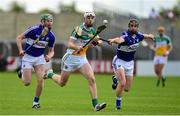 7 June 2015; Emmet Nolan, Offaly, in action against John Delaney and Zane Keenan, Laois. Leinster GAA Hurling Senior Championship Quarter-Final, Laois v Offaly. O'Moore Park, Portlaoise, Co. Laois. Picture credit: Matt Browne / SPORTSFILE