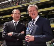 7 June 2015; Republic of Ireland manager Martin O'Neill with England manager Roy Hodgson. Three International Friendly, Republic of Ireland v England. Aviva Stadium, Lansdowne Road, Dublin. Picture credit: David Maher / SPORTSFILE