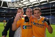 2 August 2008; Paul Conlon,4, with John Finucane, left, and Andy McClean,3, Antrim, celebrate after the final whistle. Tommy Murphy Cup Final, Antrim v Wicklow, Croke Park, Dublin. Picture credit: Matt Browne / SPORTSFILE