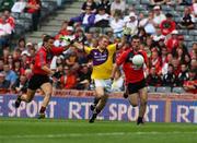 2 August 2008; PJ Banville, Wexford, in action against Ronan Murtagh, left, and Colm Murney, Down. All-Ireland Senior Football Championship Qualifier, Round 3, Down v Wexford, Croke Park, Dublin. Picture credit: Oliver McVeigh / SPORTSFILE
