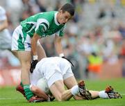 3 August 2008; James Kavanagh, Kildare, in action against Mark Little, Fermanagh. All-Ireland Senior Football Championship Qualifier, Round 3, Fermanagh v Kildare, Croke Park, Dublin. Picture credit: Brian Lawless / SPORTSFILE