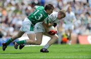 3 August 2008; Morgan O'Flaherty, Kildare, in action against Eamon Maguire, Fermanagh. All-Ireland Senior Football Championship Qualifier, Round 3, Fermanagh v Kildare, Croke Park, Dublin. Picture credit: Brian Lawless / SPORTSFILE