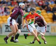 3 August 2008; Edward Coady, Carlow, in action against Brendan Murtagh, left, and Pat Clarke, Westmeath. Christy Ring Cup Final, Westmeath v Carlow. O'Connor Park, Tullamore, Co. Offaly. Picture credit: Matt Browne / SPORTSFILE