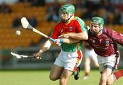 3 August 2008; Ruairi Dunbar, Carlow, in action against Paddy Dowdall, Westmeath. Christy Ring Cup Final, Westmeath v Carlow. O'Connor Park, Tullamore, Co. Offaly. Picture credit: Maurice Doyle / SPORTSFILE
