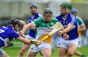 7 June 2015; Sean Ryan, Offaly, in action against Dwane Palmer and Tom Delaney, Laois. Leinster GAA Hurling Senior Championship Quarter-Final, Laois v Offaly. O'Moore Park, Portlaoise, Co. Laois. Picture credit: Matt Browne / SPORTSFILE