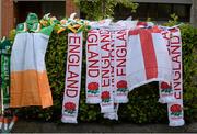 7 June 2015; Republic of Ireland and England flags and scarves for sale around the ground before kick off. Three International Friendly, Republic of Ireland v England. Aviva Stadium, Lansdowne Road, Dublin. Picture credit: Cody Glenn / SPORTSFILE