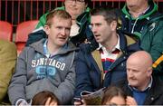 7 June 2015; Donegal manager Rory Gallagher, right, and assistant manager Gary McDaid at the game. Ulster GAA Football Senior Championship Quarter-Final, Derry v Down. Celtic Park, Derry. Picture credit: Oliver McVeigh / SPORTSFILE