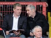 7 June 2015; Tyrone manager Mickey Harte, right, and assistant manager Gavin Devlin at the game. Ulster GAA Football Senior Championship Quarter-Final, Derry v Down. Celtic Park, Derry. Picture credit: Oliver McVeigh / SPORTSFILE