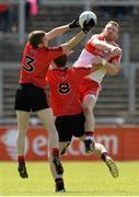 7 June 2015; Luke Howard and Paul Devlin, Down, in action against Fergal Doherty, Derry. Ulster GAA Football Senior Championship Quarter-Final, Derry v Down. Celtic Park, Derry. Picture credit: Oliver McVeigh / SPORTSFILE