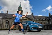 8 June 2015; Pictured is Dublin hurler Michael Carton celebrating the launch of Summer Showtime for Toyota, the official car partner to Dublin GAA, which begins on 10th June and runs until 13th June. The annual Showtime event will see Toyota showcase its full '152' commercial and passenger model line-up including the new Avensis, the new Auris and the RAV4, and providing entertainment and fun activities for all the family. During Showtime, Toyota dealers are also offering a trade up allowance offer of up to €3,000 on passenger cars registered by July 31st, or three years free servicing on passenger cars ordered before June 19th. For further information www.toyota.ie. Royal Hospital Kilmainham, Dublin. Picture credit: Ramsey Cardy / SPORTSFILE