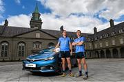 8 June 2015; Pictured is Dublin footballers Denis Bastick, left, and Darren Daly celebrating the launch of Summer Showtime for Toyota, the official car partner to Dublin GAA, which begins on 10th June and runs until 13th June. The annual Showtime event will see Toyota showcase its full '152' commercial and passenger model line-up including the new Avensis, the new Auris and the RAV4, and providing entertainment and fun activities for all the family. During Showtime, Toyota dealers are also offering a trade up allowance offer of up to €3,000 on passenger cars registered by July 31st, or three years free servicing on passenger cars ordered before June 19th. For further information www.toyota.ie. Royal Hospital Kilmainham, Dublin. Picture credit: Ramsey Cardy / SPORTSFILE
