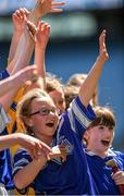 9 June 2015; Gaelscoil Thaobh na Coille player Sophie Nic Aogáin celebrates after beating St. Agnes. Allianz Cumann na mBunscol Finals, Croke Park, Dublin. Photo by Sportsfile