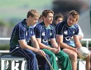7 August 2008; Ireland players, from left, Andrew Trimble, Eoin Reddan, and Tommy Bowe sit out squad training. Presentation Brothers College Sports Grounds, Dennehy's Cross, Cork. Picture credit: Stephen McCarthy / SPORTSFILE