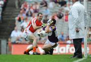 9 August 2008; Wexford goalkeeper Anthony Masterson holds his face after an altercation with Steven McDonnell, Armagh. GAA Football All-Ireland Senior Championship Quarter-Final, Armagh v Wexford, Croke Park, Dublin. Picture credit: Stephen McCarthy / SPORTSFILE