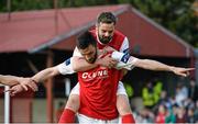 9 June 2015; St. Patrick's Athletic's Killian Brennan celebrates after scoring his side's third goal with team-mate Greg Bolger. SSE Airtricity League Premier Division, St. Patrick's Athletic v Bohemians FC, Richmond Park, Dublin. Picture credit: David Maher / SPORTSFILE