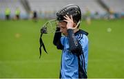 8 June 2015; Alex English, son of former Tipperary hurler Nicky English, St Mary's Booterstown, puts on his helmet before the start of the second half. St Mary's Booterstown v St Brigid's, Sciath Uí Néill. Allianz Cumann na mBunscol Finals, Croke Park, Dublin. Picture credit: Piaras Ó Mídheach / SPORTSFILE