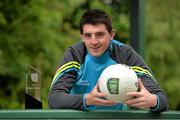 11 June 2015; Tipperary U21 footballer Colin O’Riordan with the EirGrid U21 Player of the Year Award for his outstanding performances throughout the EirGrid GAA Football U21 All-Ireland Championship. Herbert Park Hotel, Dublin. Picture credit: Brendan Moran / SPORTSFILE