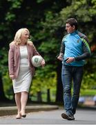 11 June 2015; Tipperary U21 footballer Colin O’Riordan is presented with the EirGrid U21 Player of the Year Award for his outstanding performances throughout the EirGrid GAA Football U21 All-Ireland Championship. Colin is presented with his award by Rosemary Steen, Director of Public Affairs at EirGrid. Herbert Park Hotel, Dublin. Picture credit: Brendan Moran / SPORTSFILE