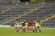 11 June 2015; The Kerry squad gather together in a huddle with manager Eamonn Fitzmaurice and trainer Cian O'Neill during squad training. Fitzgerald Stadium, Killarney, Co. Kerry. Picture credit: Diarmuid Greene / SPORTSFILE