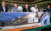 11 June 2015; RTE 2FM Game On International Special, Live from the Aviva FanStudio, Aviva Stadium. Hosted by Hugh Cahill, the Sports Panel includes Eamon Dunphy, Brian Kerr, Anthony Finnerty and Gary Murphy. Streamed Live on RTE.ie/fanstudio and on demand through RTE Player - #AvivaDanStudio. Pictured are, from left to right, Brian Kerr, Anthony Finnerty, Eamon Dunphy, Gary Murphy and presenter Hugh Cahill. Aviva Stadium, Lansdowne Road, Dublin. Picture credit: Cody Glenn / SPORTSFILE