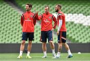 12 June 2015; Scotland players, from left to right,  Charlie Mulgrew, Charlie Adam and Steven Fletcher during squad training. Scotland Squad Training, Aviva Stadium, Lansdowne Road, Dublin. Picture credit: Matt Browne / SPORTSFILE
