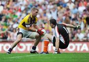 9 August 2008; Matty Forde, Wexford, beats Armagh goalkeeper Paul Hearty en-route to scoring his side's goal. GAA Football All-Ireland Senior Championship Quarter-Final, Armagh v Wexford, Croke Park, Dublin. Picture credit: Stephen McCarthy / SPORTSFILE