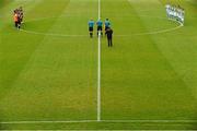 12 June 2015; Shamrock Rovers and Bohemians players stand for a minute silence in respect of the late Johnny Fullam. SSE Airtricity League Premier Division, Bohemians v Shamrock Rovers. Dalymount Park, Dublin. Picture credit: David Maher / SPORTSFILE