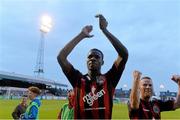 12 June 2015; Ismahil Akinade, Bohemians, celebrates after the game. SSE Airtricity League Premier Division, Bohemians v Shamrock Rovers. Dalymount Park, Dublin. Picture credit: David Maher / SPORTSFILE