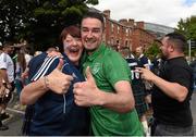 13 June 2015; Republic of Ireland supporter Brendan Maguire, from Killybegs, Co. Donegal, and Scotland supporter Donna Barclay, from Newport-on-Tay, Fife, the game. UEFA EURO 2016 Championship Qualifier, Group D, Republic of Ireland v Scotland, Aviva Stadium, Lansdowne Road, Dublin. Picture credit: Ray McManus / SPORTSFILE